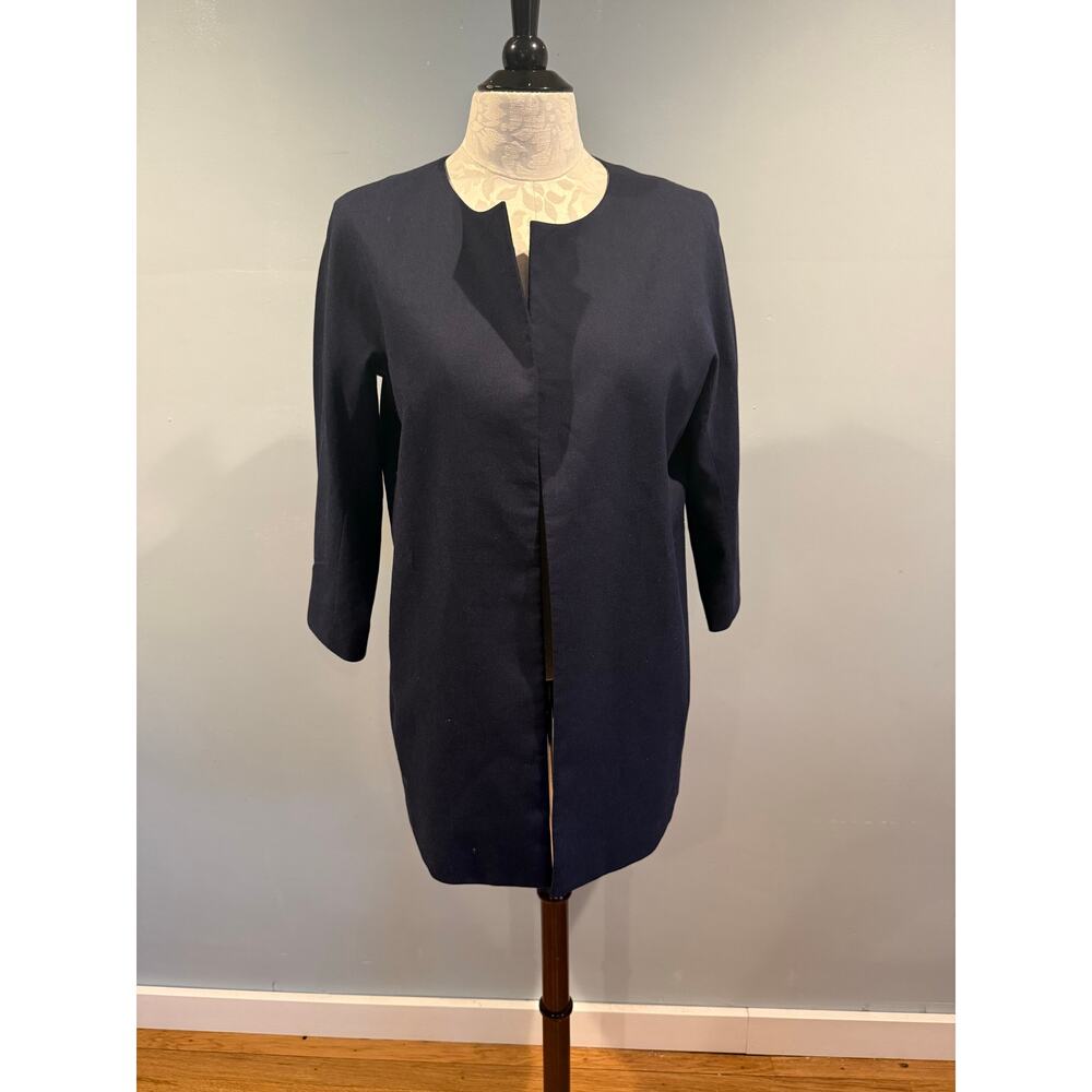 Talbots “Jackie Fit” Navy Long Open-Front Jacket – Size 12 (NWT)